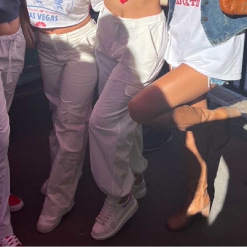 White Oversized Cargo/Parachute Pants